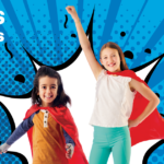A Capes for Kids graphic with two children