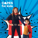 A Capes for Kids graphic with an adult and child.