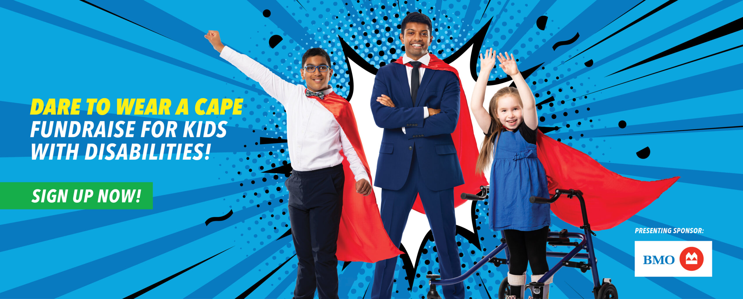 An adult between two kids wearing red superhero capes